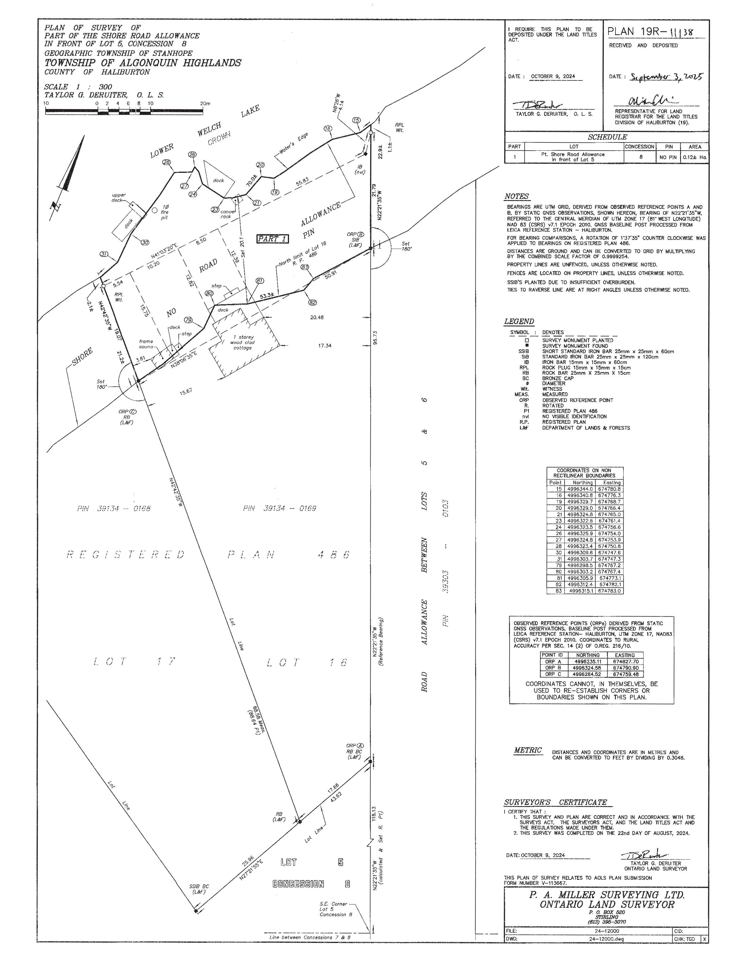 Image shows planning map of a waterfront property.