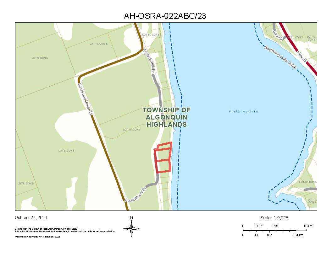 Image shows a planning map of a waterfront property.
