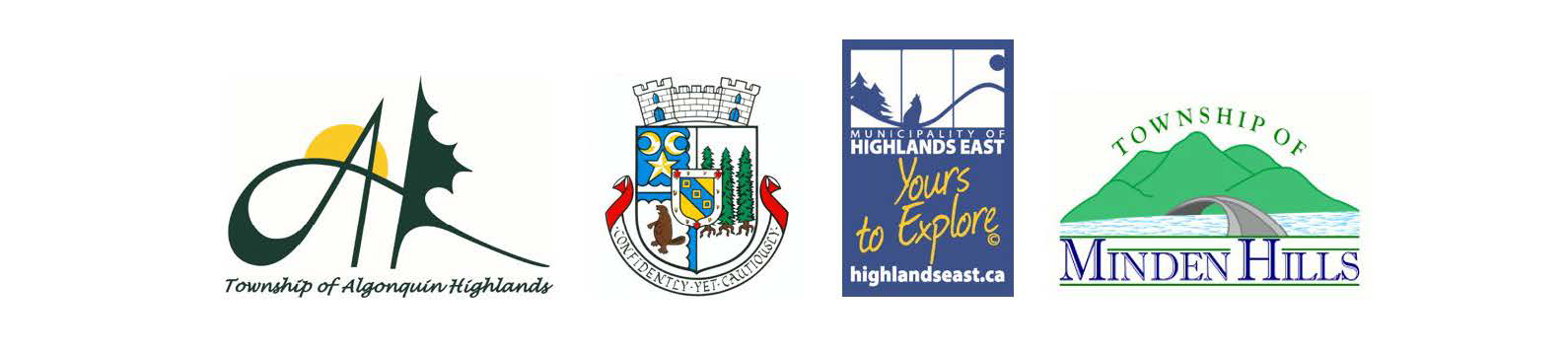 Image shows the four logos of the lower-tier municipalities of Haliburton County.