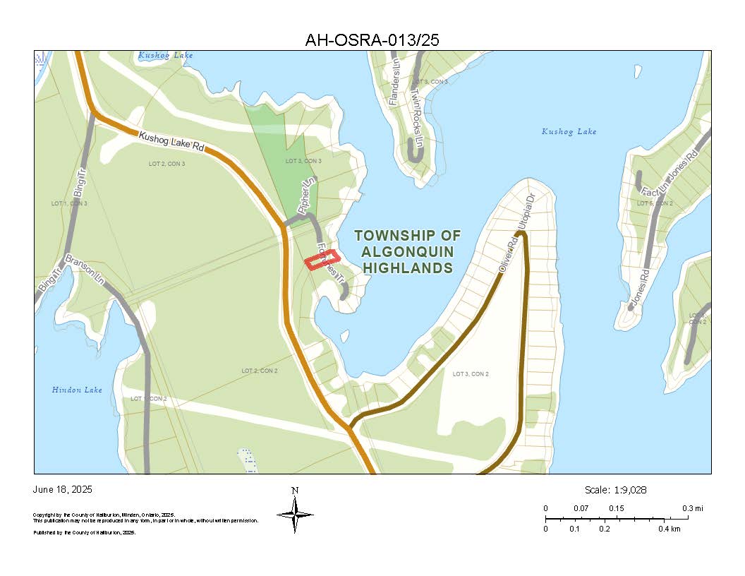 Image shows a planning map of a waterfront property.