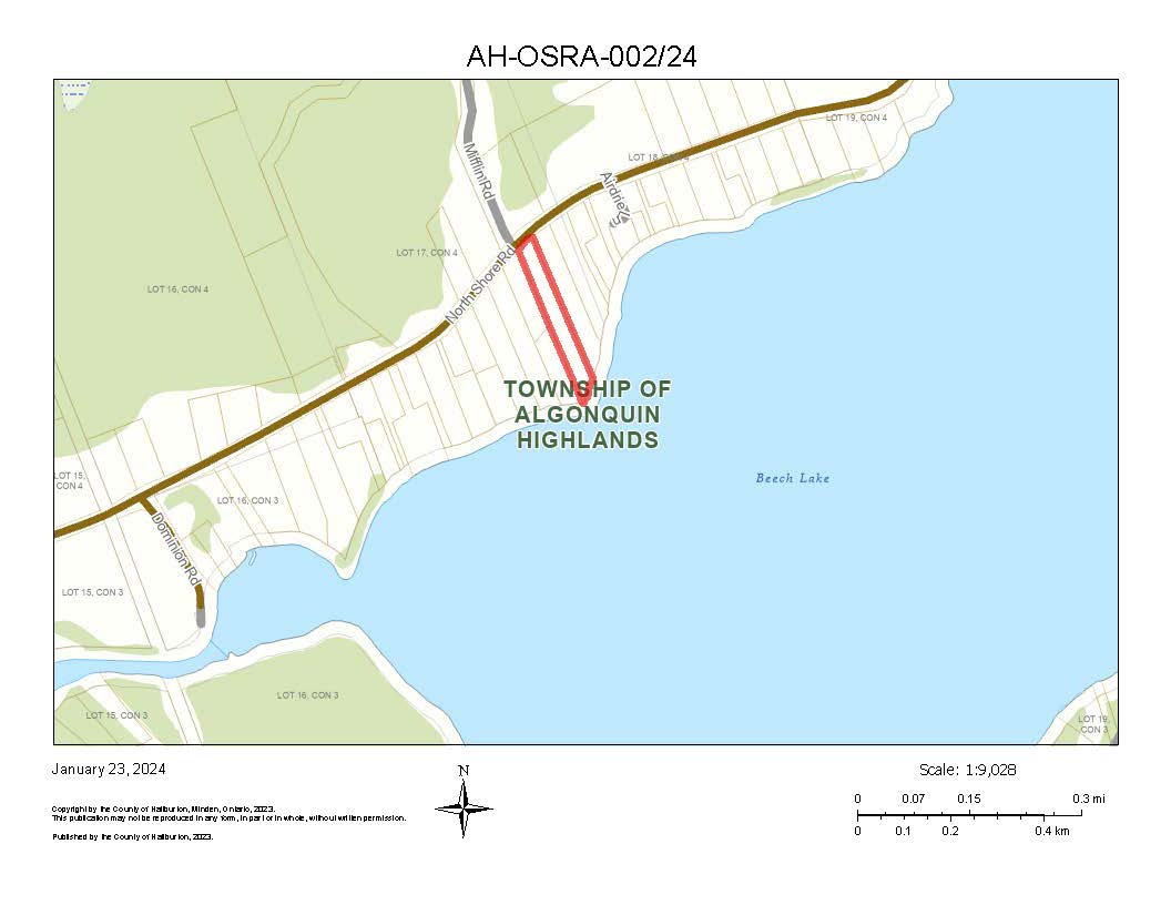 Image shows a planning map of a waterfront property.