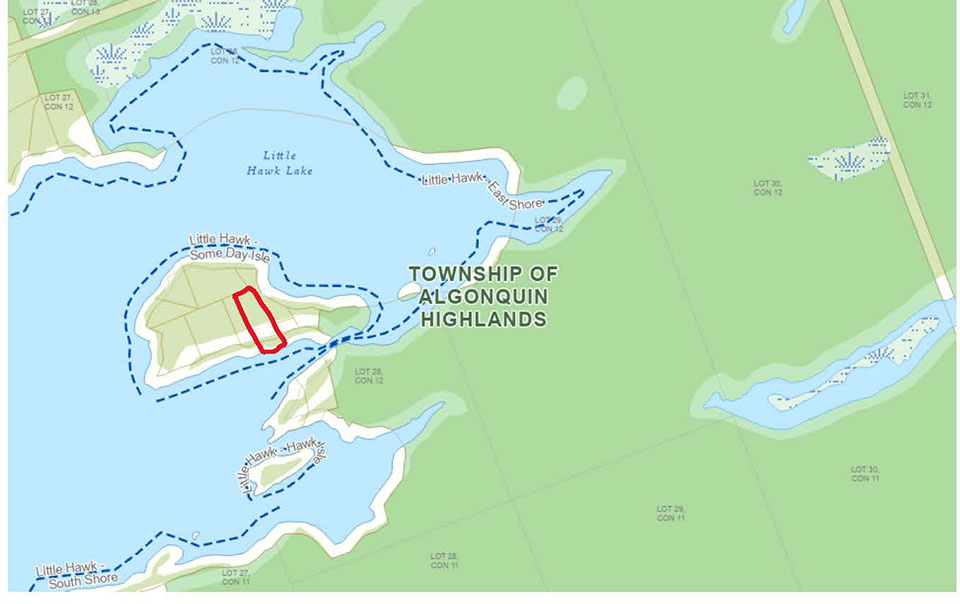 Image shows a map with the subject property highlighted.