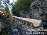 Image shows the new log chute, largely completed. 