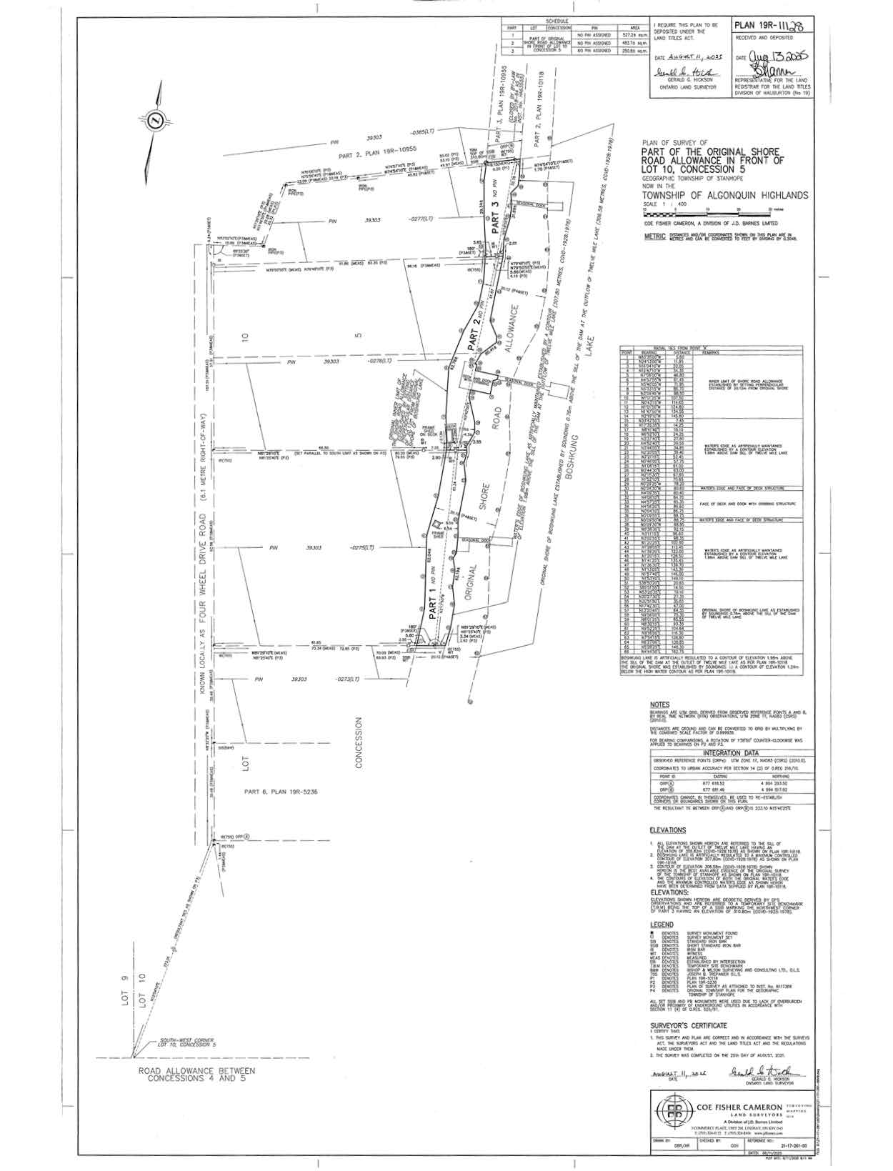 Image shows a planning map of a waterfront property.