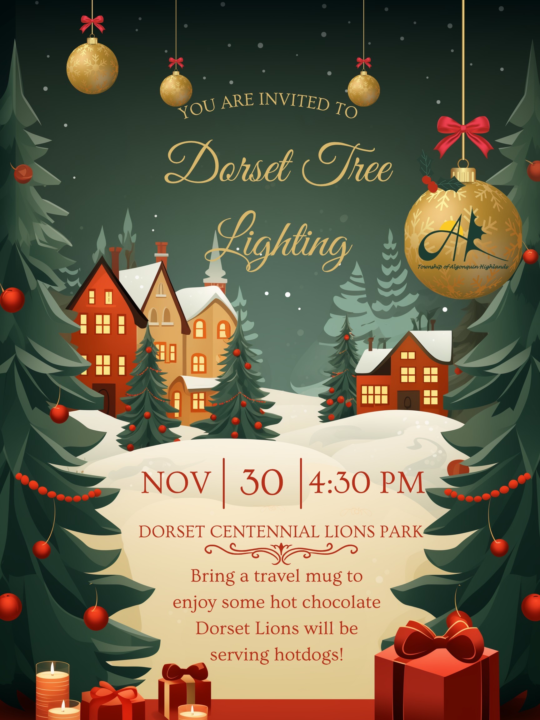 Image shows poster for Dorset tree-lighting.