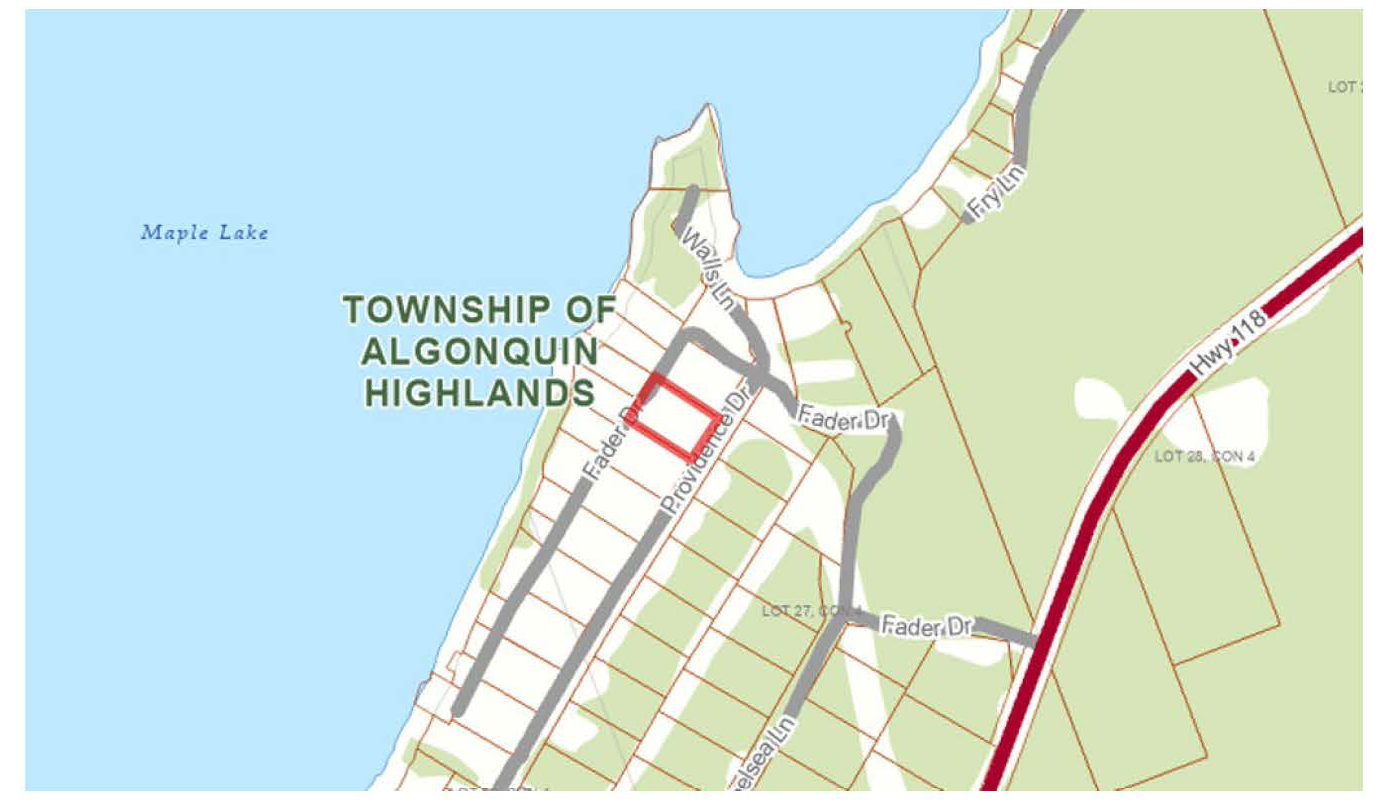 Image shows a planning map of a waterfront property.