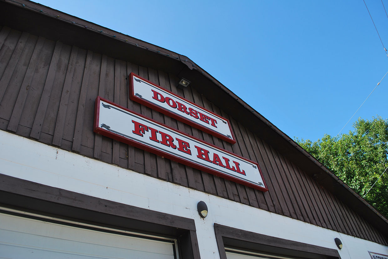Image shows front of the Dorset Fire Hall.