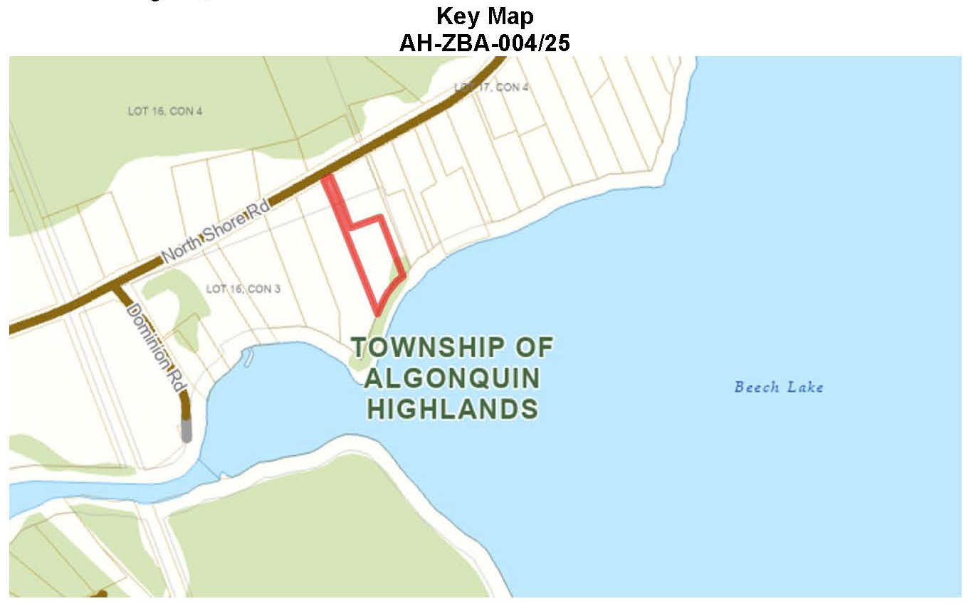 Image shows a planning map of a waterfront property.
