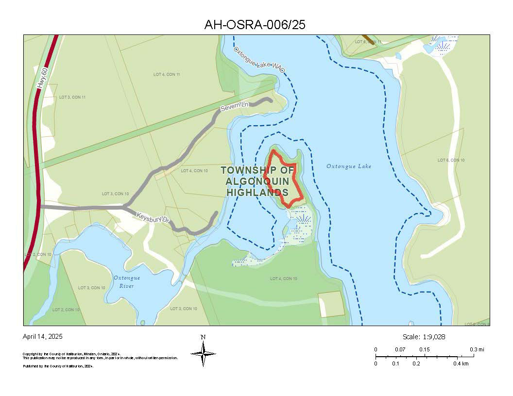 Image shows map of waterfront property.